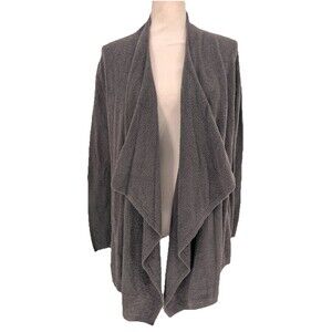 BAREFOOT DREAMS Gray Bamboo Chic lite waterfall Cardigan Sweater L/XL Style 436